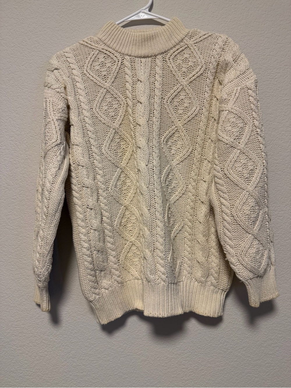 Horchow Ivory Cable Knit Mock Mock Neck Sweater